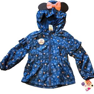 Disney Junior Toddler Blue Minnie Mouse Jacket Hood Full Zip Lightweight NWT 3T